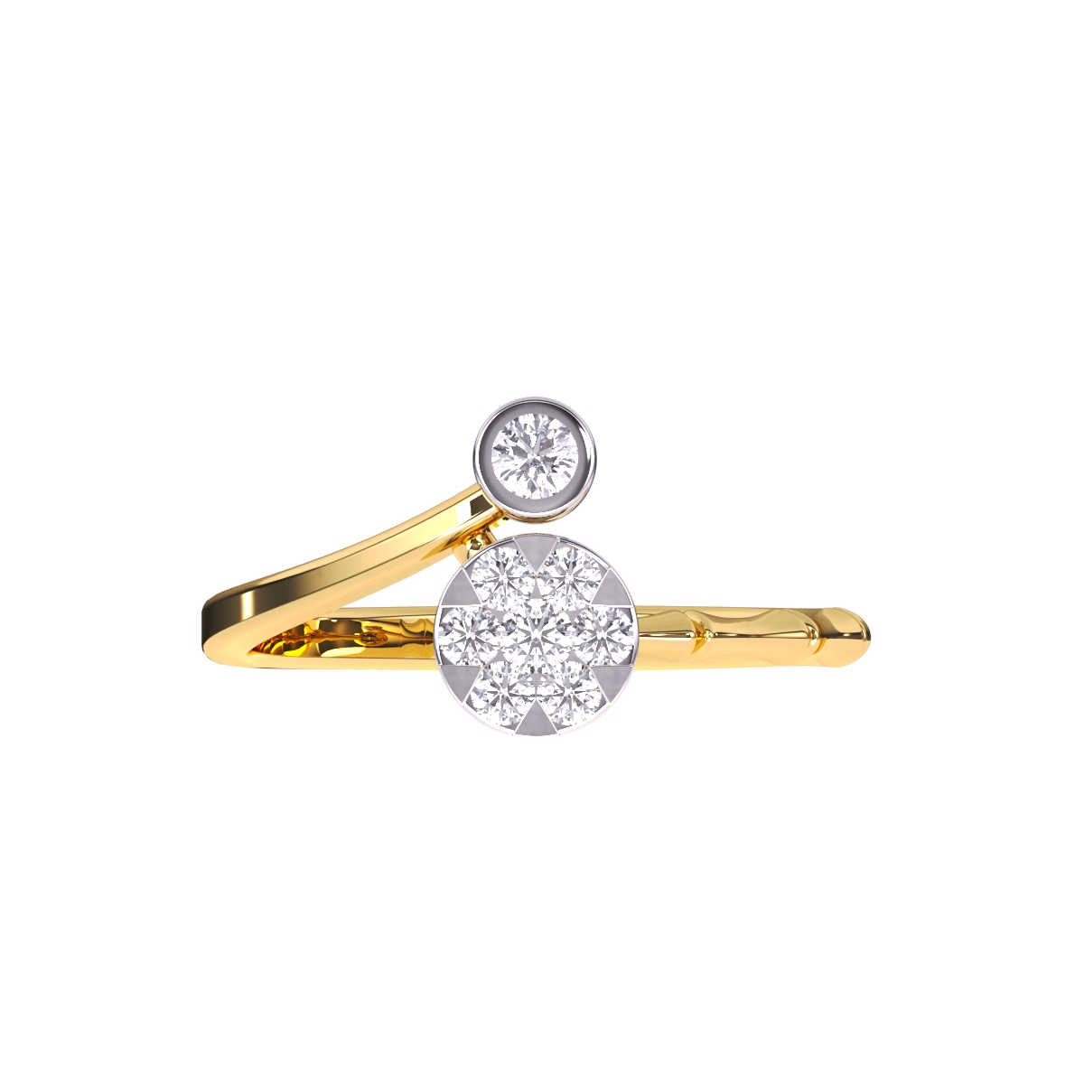 Charming Bypass Diamond Bamboo Ring